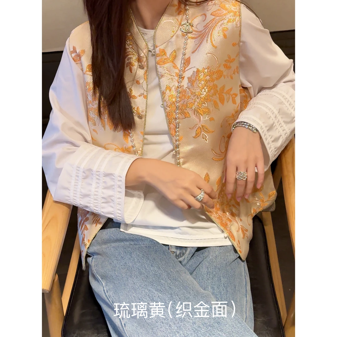 Lillieee-春和景明 秋冬新中式国风复古提花无袖印花时尚马甲