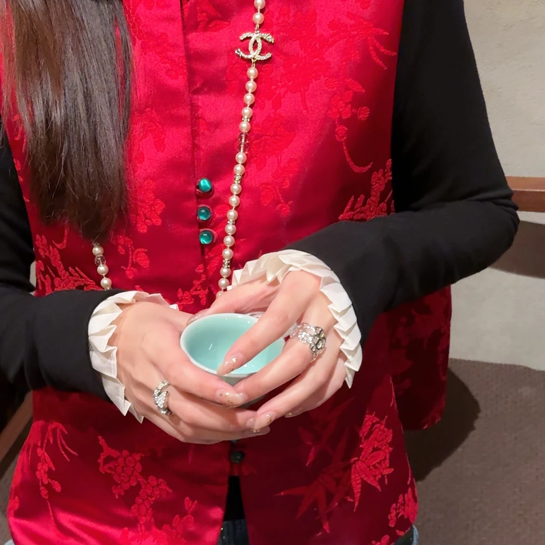 Lillieee-洛阳花 新中式复古国风印花立领暗纹提花轻奢马夹