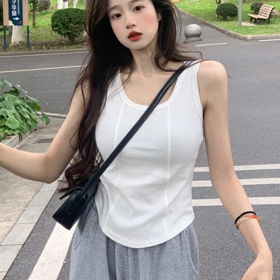 莫代尔春夏新款大码纯色鱼骨吊带背心女胖mm显瘦遮肉无袖内搭上衣