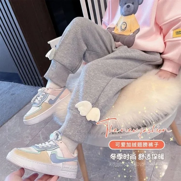 童装男女童春秋打底裤新款翅膀中小童棉质宽松外穿休闲加绒运动裤