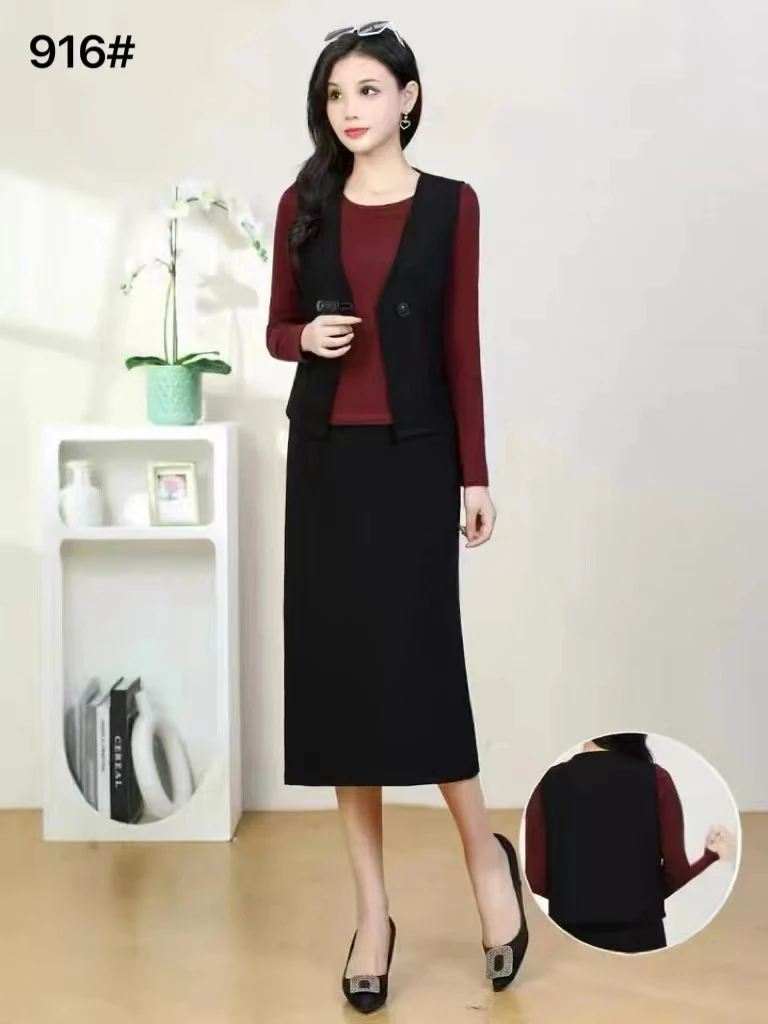 916#时尚修身显瘦百搭气质三件套套裙
