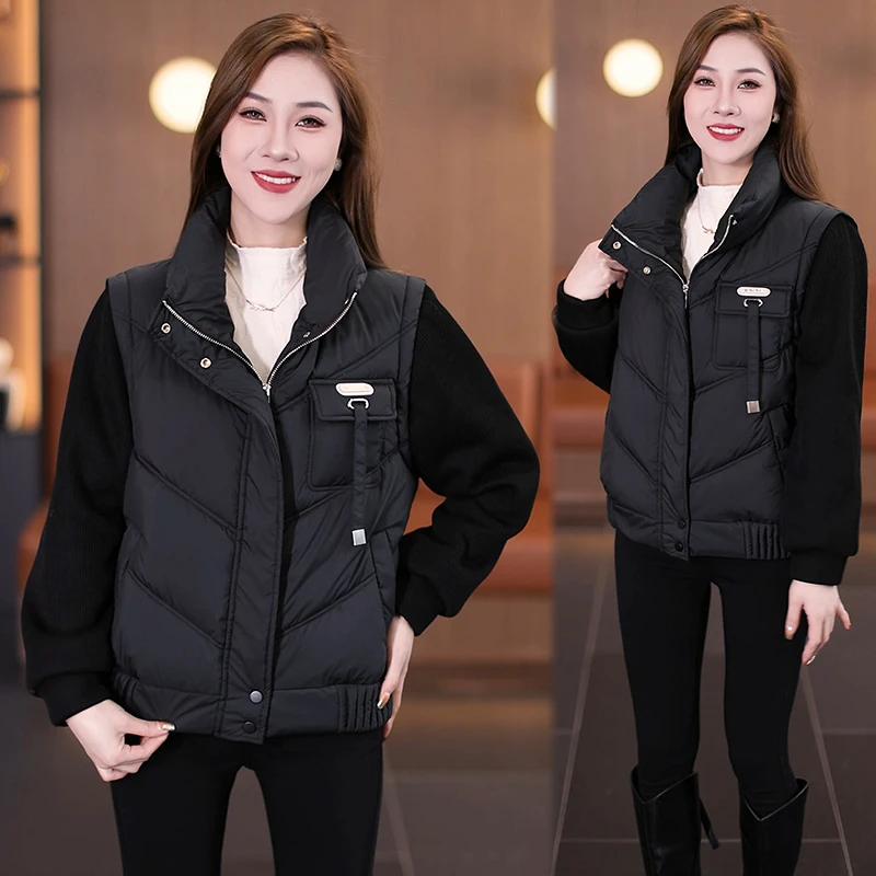 小个子短款棉袄女士秋冬2024年新款时尚立领洋气加厚保暖棉服外套
