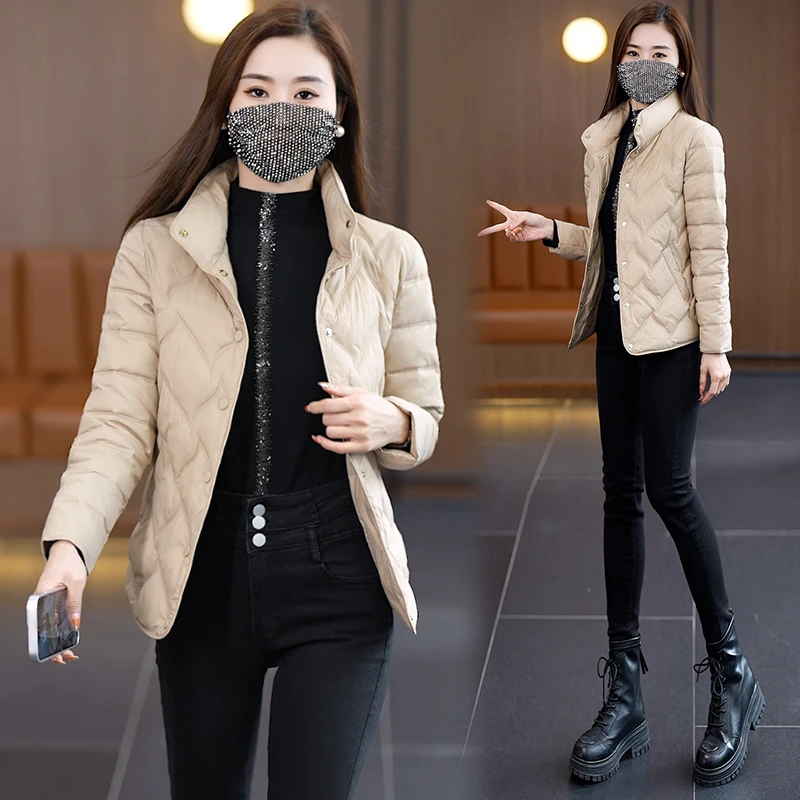 轻薄款立领羽绒棉服女2024年冬季新款气质显瘦百搭棉衣棉袄短外套