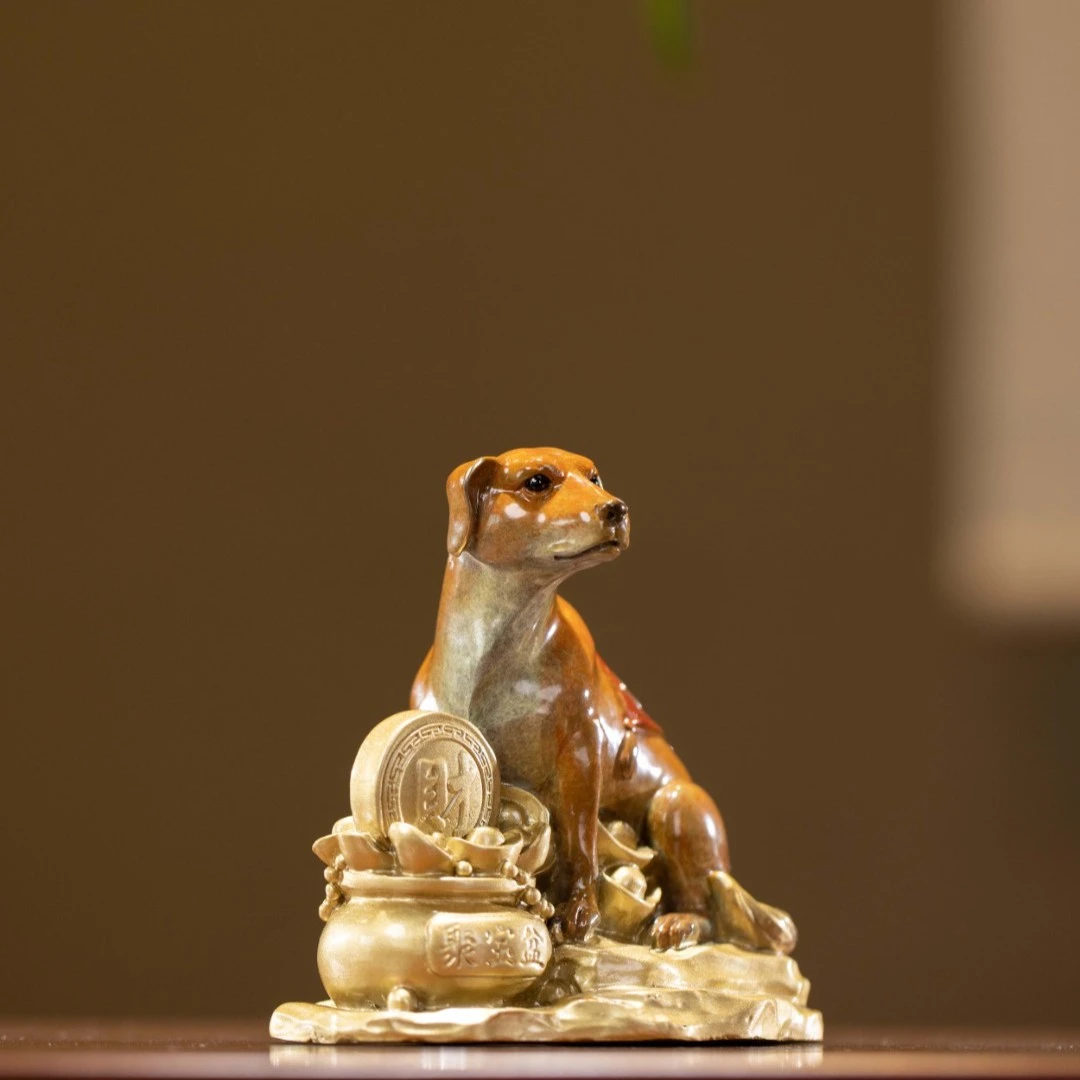 朱炳仁铜【十二生肖旺狗】摆件家居饰品工艺办公桌摆件送人