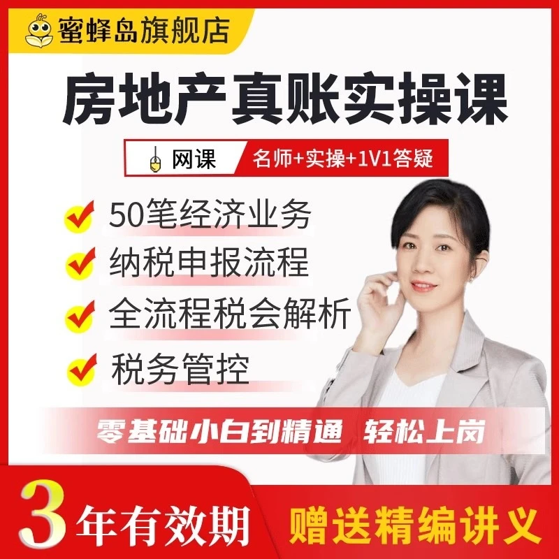蜜蜂岛房地产行业会计实务做账教程真账实训实操课件核算视频网课