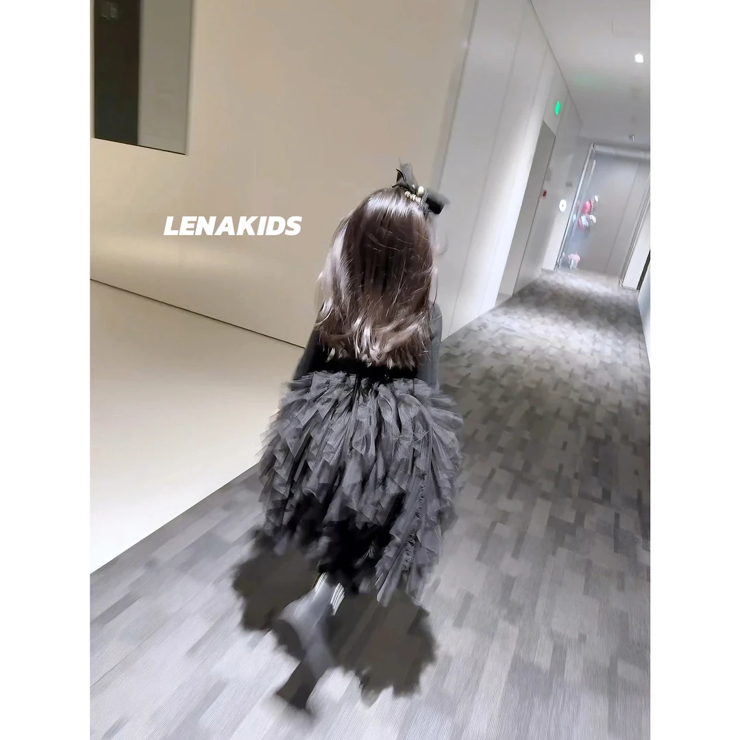 Lenakids【现货】 【黑白天鹅裙】高定珍珠蝴蝶结毛衣裙女宝24111002