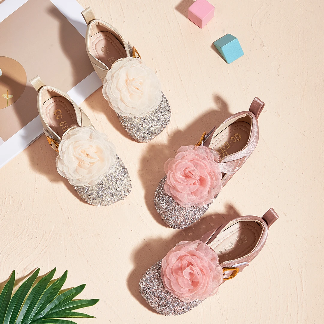 新款儿童公主鞋女童单鞋小皮鞋爱莎水晶鞋女孩演出软底童鞋