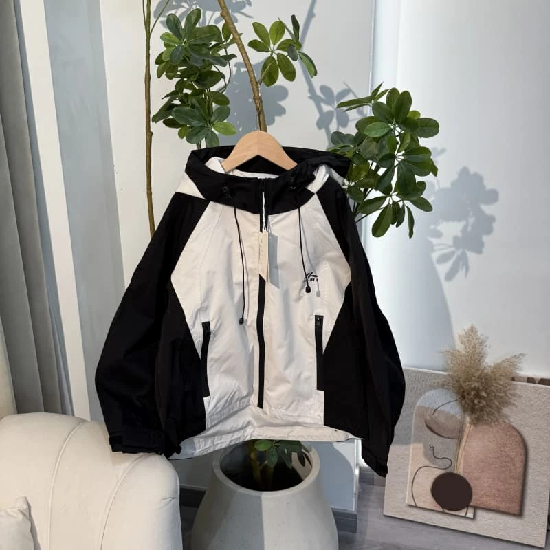 （微瑕染色）212【米】大童亲子时尚休闲拼色冲锋衣外套-24889