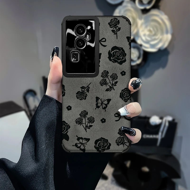 ins花蝶枝高颜值OPPOReno10女全包防摔复古皮质保护壳