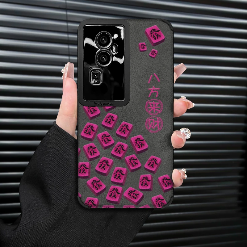 八方来财适用OPPORENO10/PRO手机壳创意高级个性复古皮质防摔全包