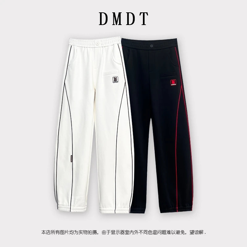 【DMDT潮牌】 松紧腰加绒保暖兔子刺绣阔腿裤裤23D1405
