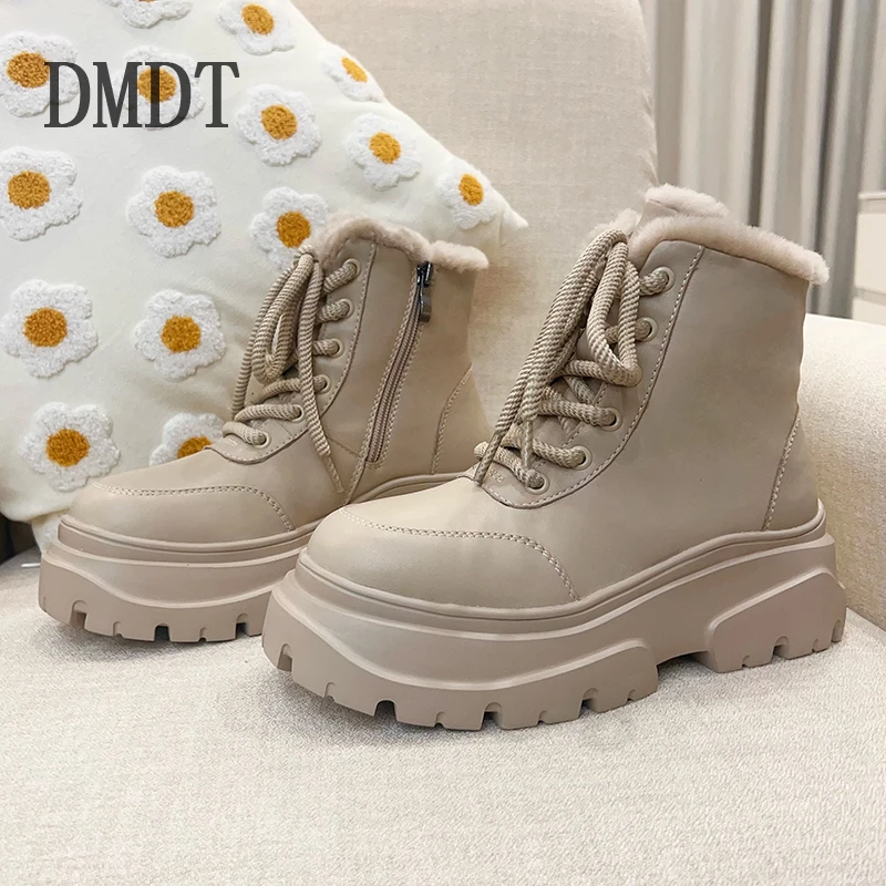 【DMDT潮牌】冬季新品毛里加厚保暖百搭休闲时尚女士系绳靴子WM3062