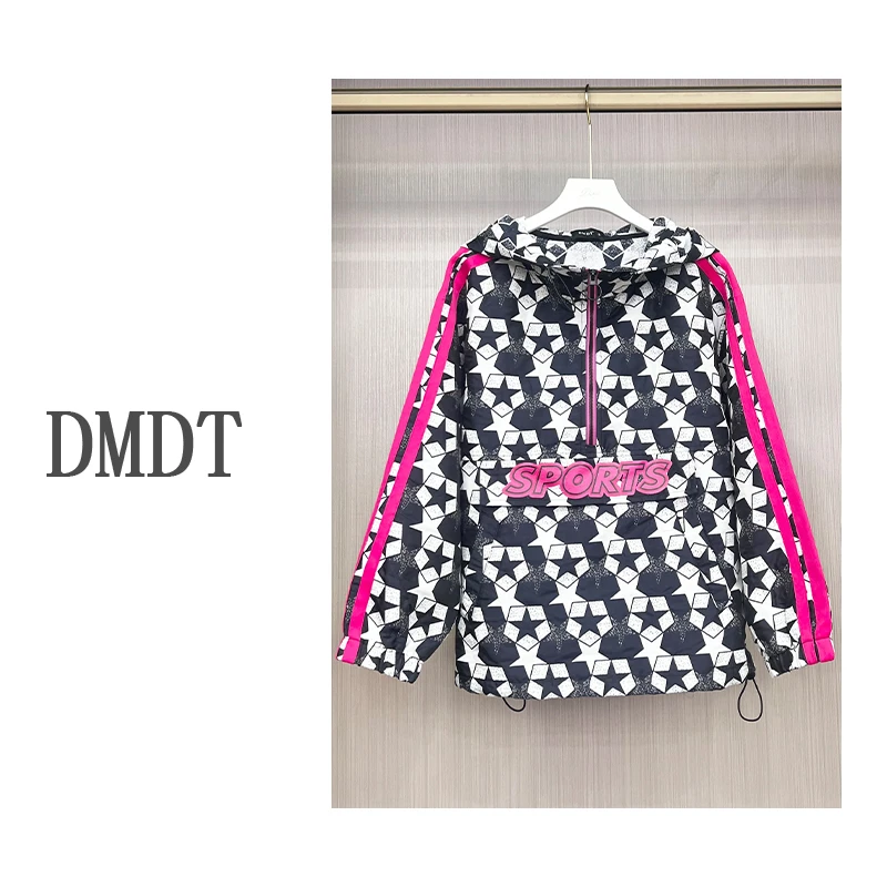 【DMDT潮牌】星星字母印花拉链连帽显瘦女休闲百搭时尚卫衣233W3042