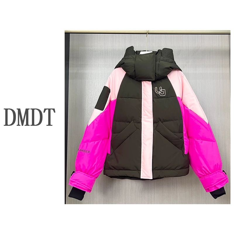 【DMDT潮牌】连帽保暖白鸭绒显瘦连帽字母女羽绒服8278