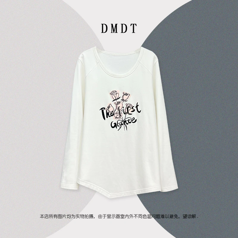 【DMDT潮牌】春季新品 字母印花下摆不规则显瘦宽松时尚T恤241T3269