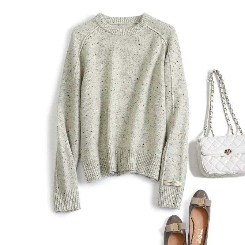 琎口机织！彩色点子纱/羊毛混纺不扎人/高级感穿搭套头毛衣针织衫