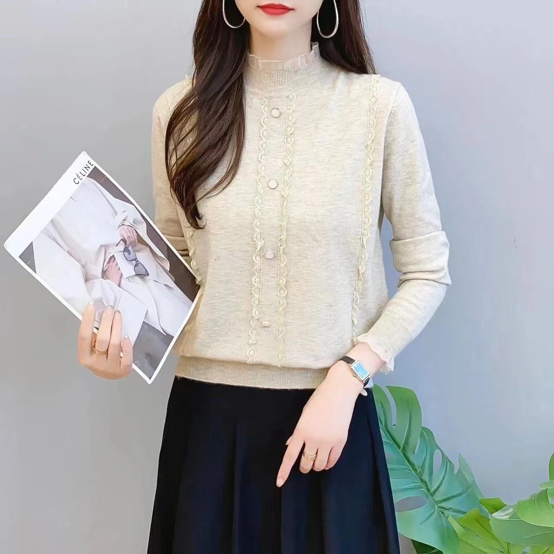【花间小路】高定蕾丝 软糯亲肤女式针织衫
