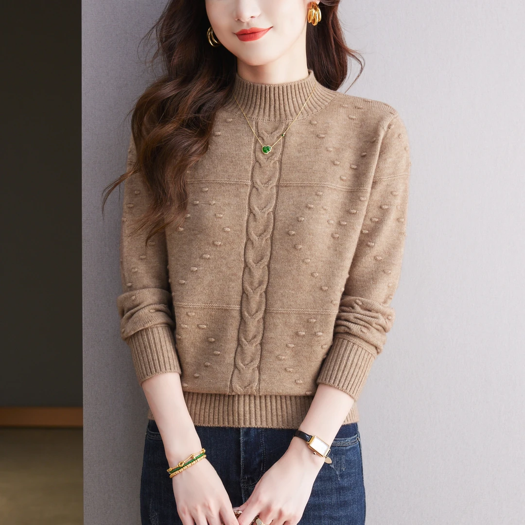 2024新款加厚半高领针织打底衫女套头百搭款秋冬毛衣内搭保暖上衣