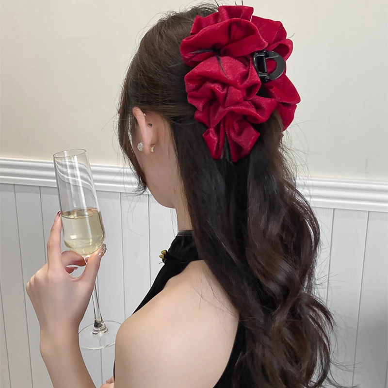 高级感抓夹大号蝴蝶结发卡女云朵泡泡夹后脑勺鲨鱼夹羽毛发夹头饰