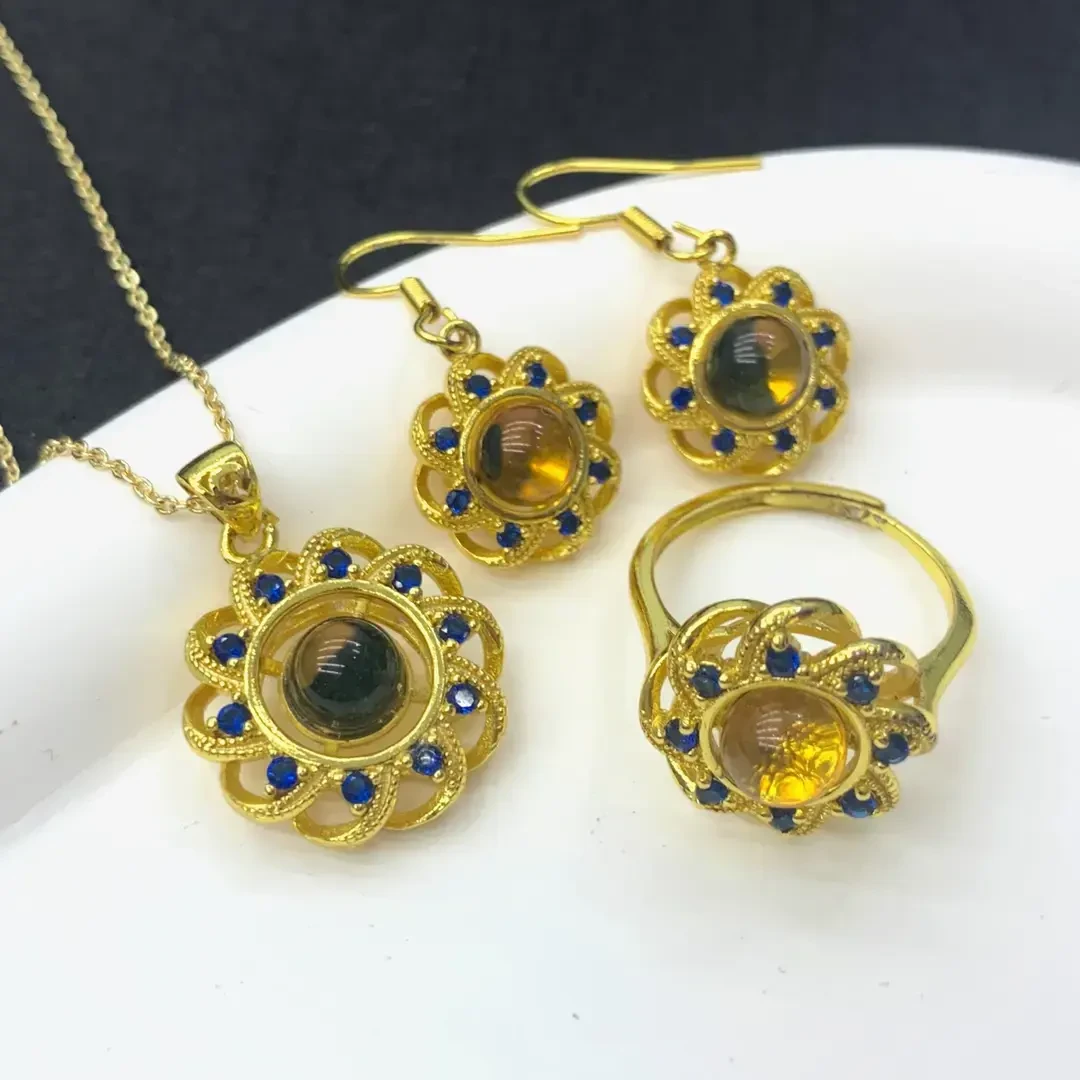 天然净水蓝珀旋转风车三件套送证书礼盒K112