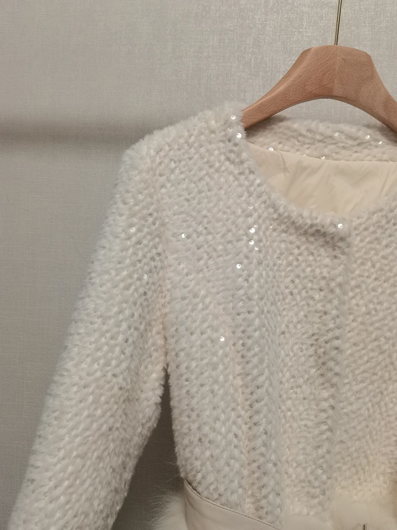 冬季新款重工拼接轻奢气质长款外套名媛范