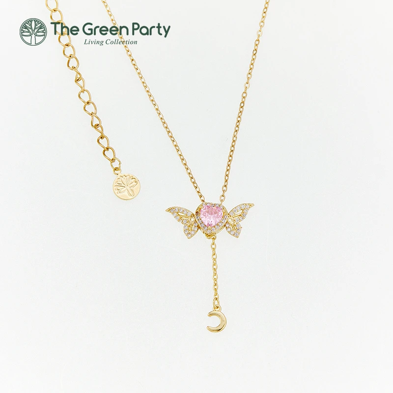 TheGreenParty镀真金项链 天使之翼浪漫轻奢吊坠项链