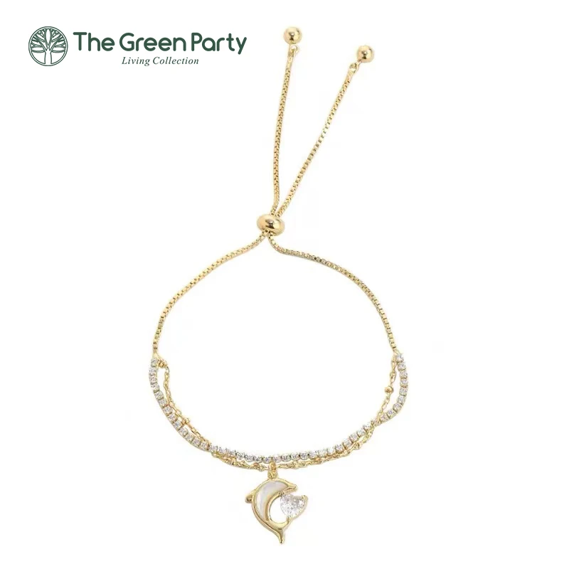 TheGreenParty镀真金 海豚锆钻轻奢手链
