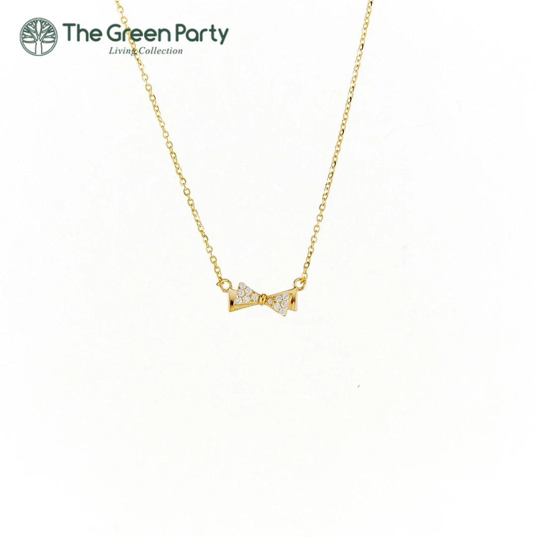 坠链均925银   蝴蝶结轻奢银吊坠项链