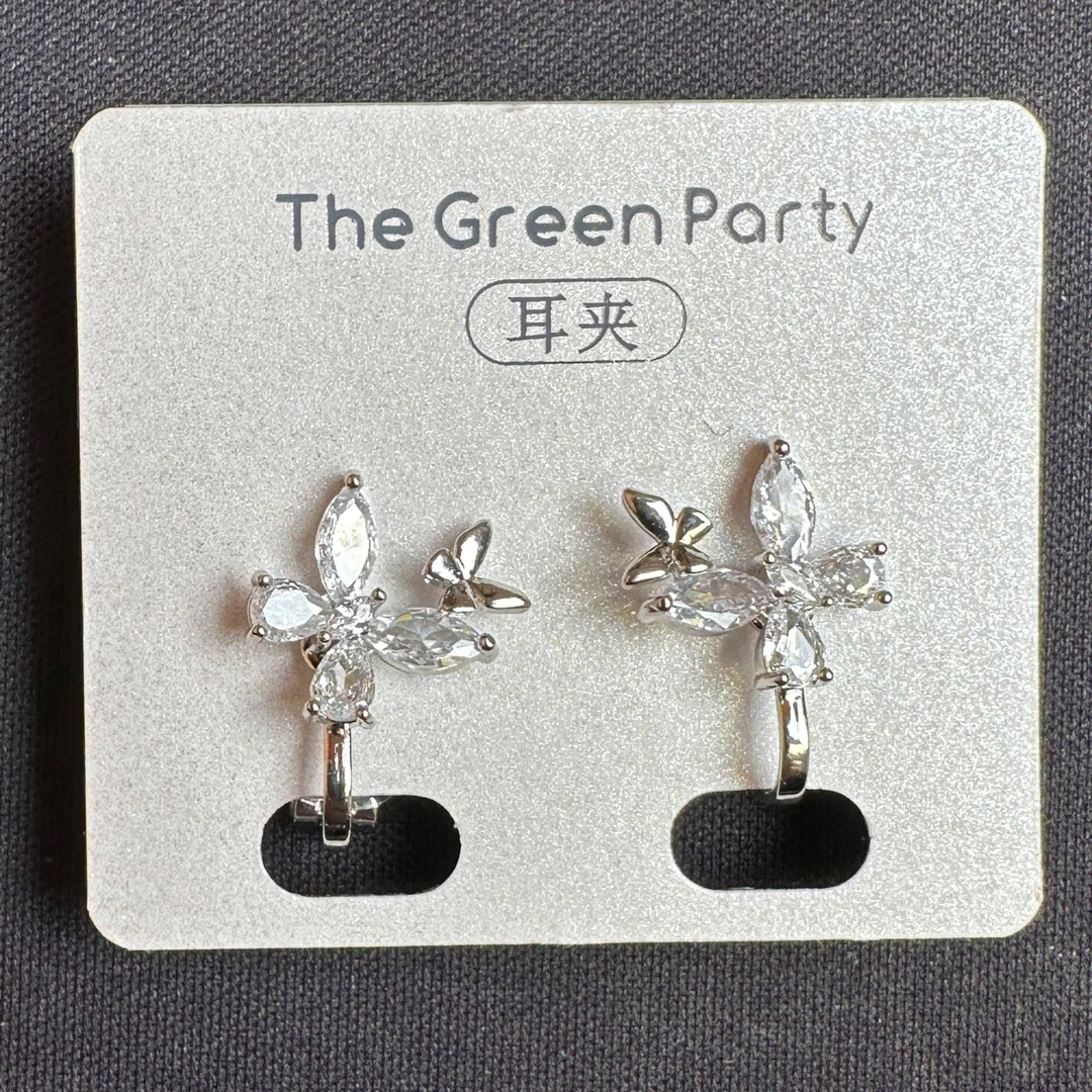 TheGreenParty蝴蝶锆钻耳夹