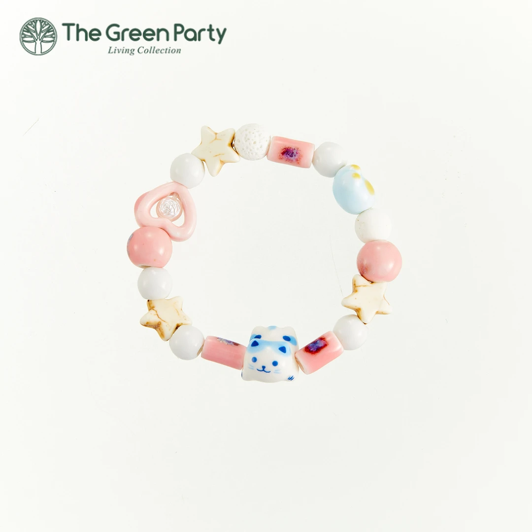 TheGreenParty 非金属陶瓷手链 陶瓷手链可爱猫猫陶瓷情侣手串