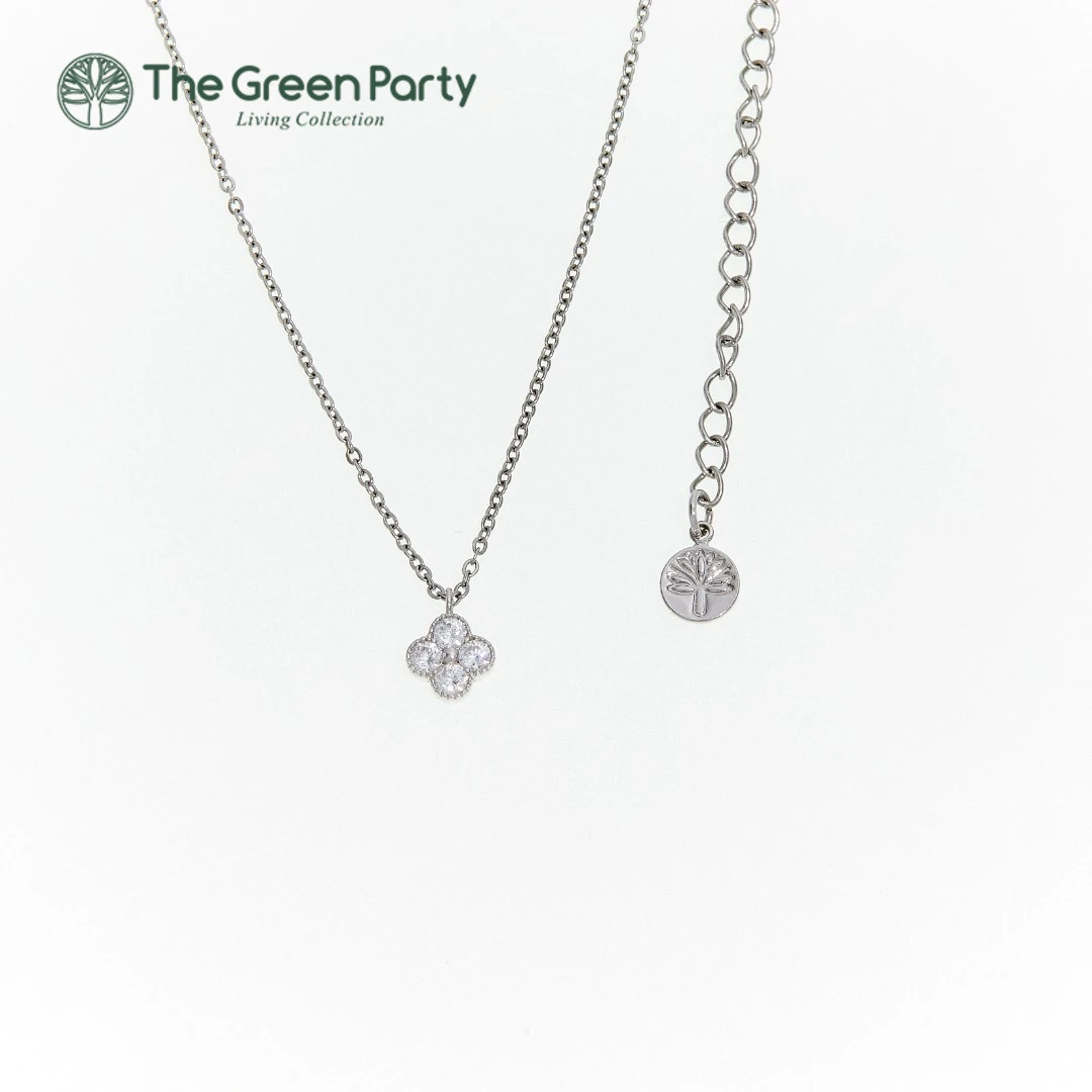 吊坠925银 925纯银项链绿光派对四叶草项链手链简约百搭