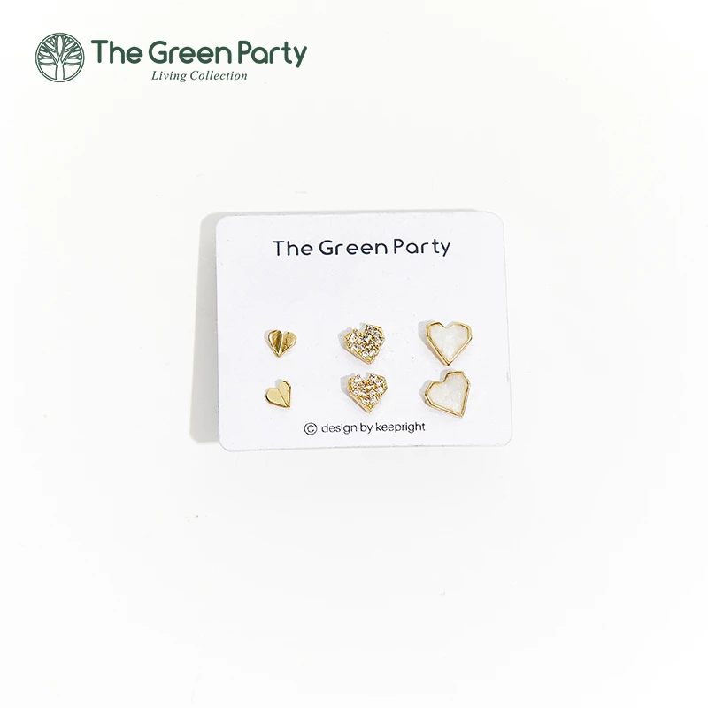 TheGreenParty 925银针 轻奢爱心锆钻6戴6个耳钉耳环