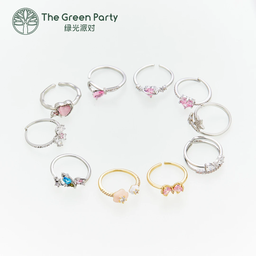 TheGreenParty镀真金时尚戒指素圈指环情侣戒指