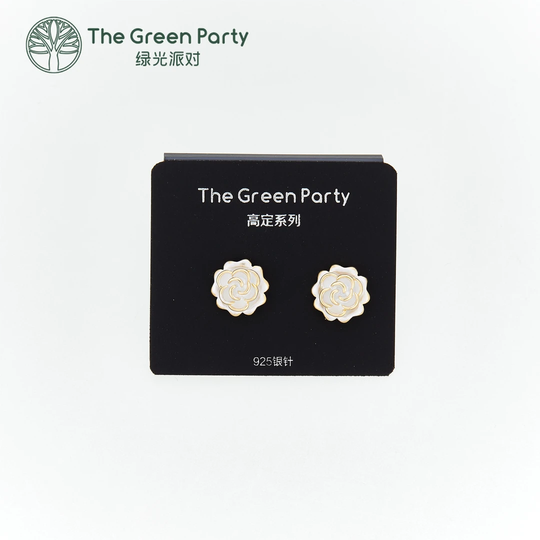 925银针TheGreenParty山茶花耳钉耳环耳饰