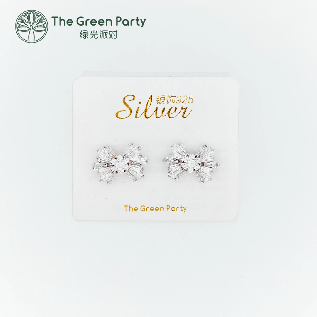 TheGreenParty 925银耳饰 小蝴蝶结时尚简约耳钉耳环耳饰