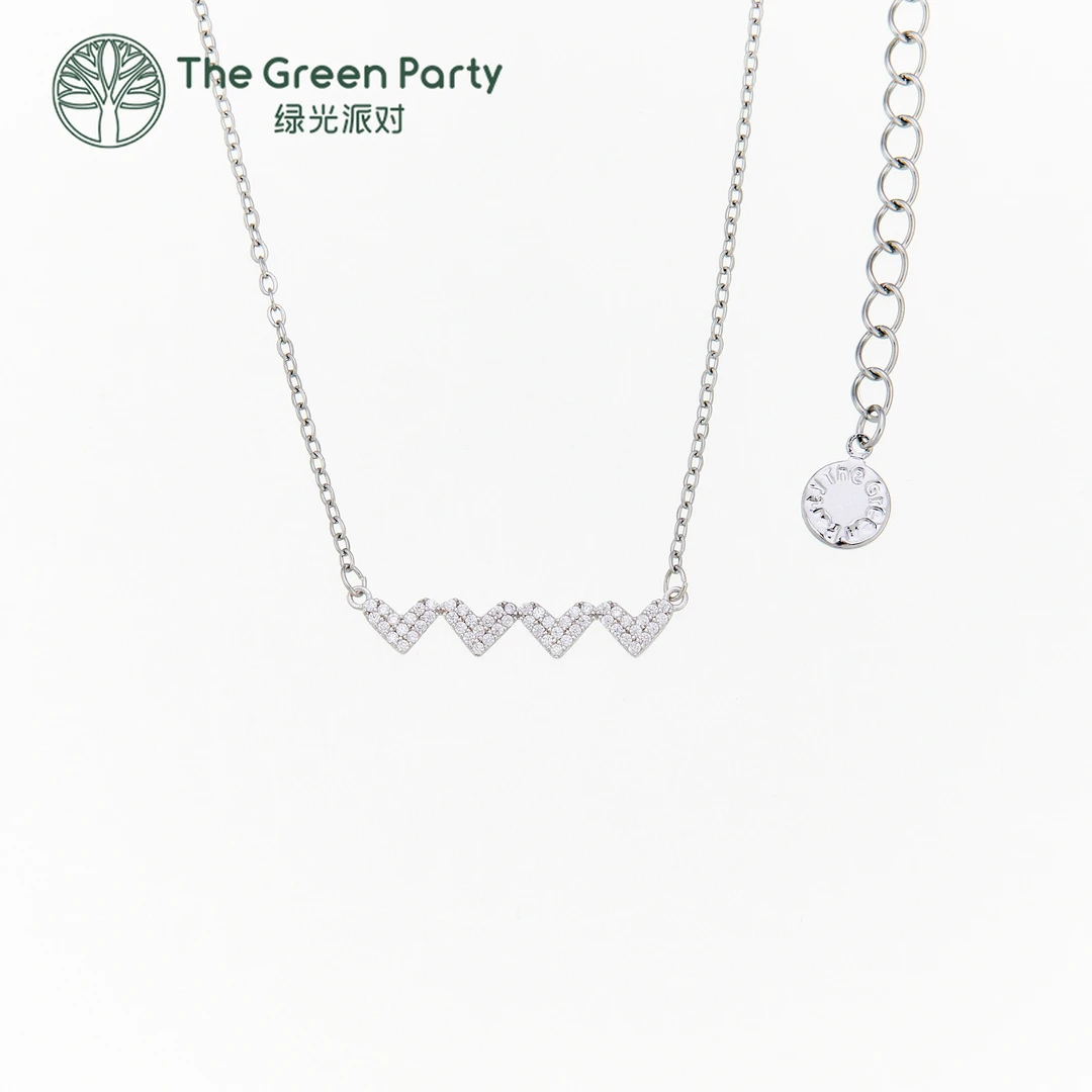 TheGreenParty 925纯银项链带证书 【少女心事】四颗爱心项链