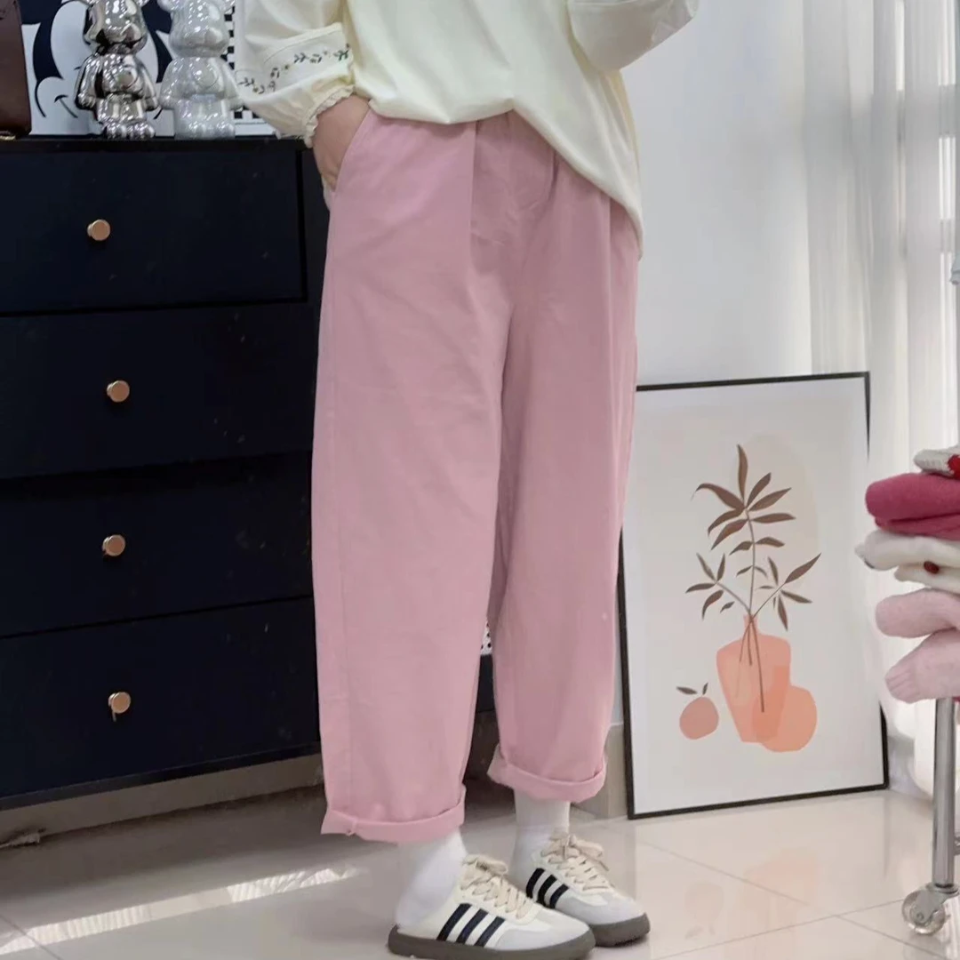 【圆圆推荐】大码休闲裤女2024春季新款瘦版阔腿裤百搭宽松运动裤女