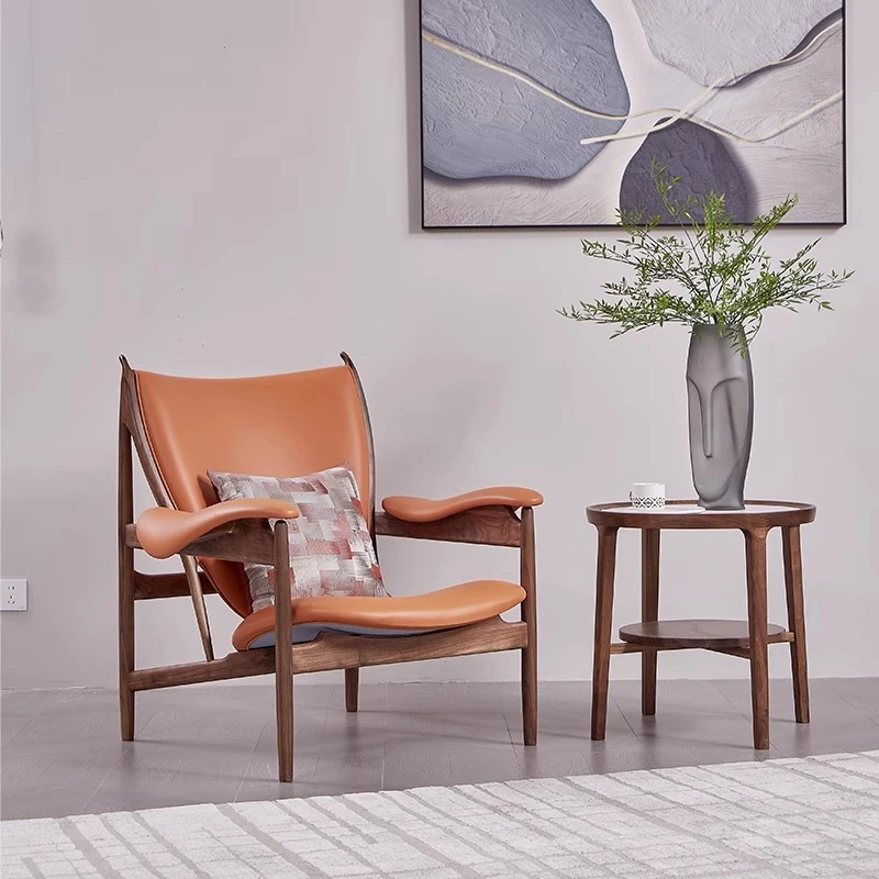 新中式轻奢北美黑胡桃酋长椅