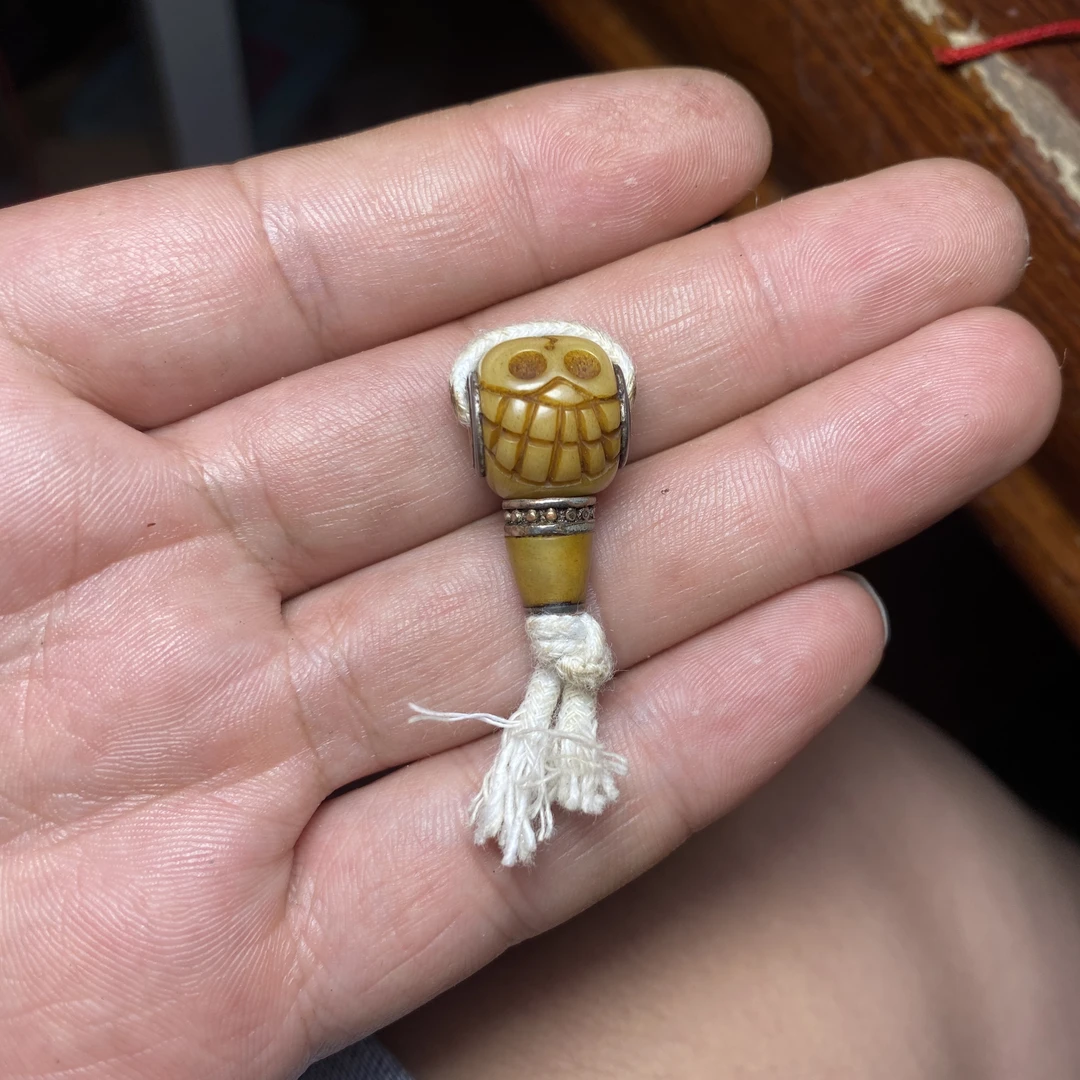 藏传牛骨阿呆骰子三通分体大孔道手工镶嵌多样性每个不同