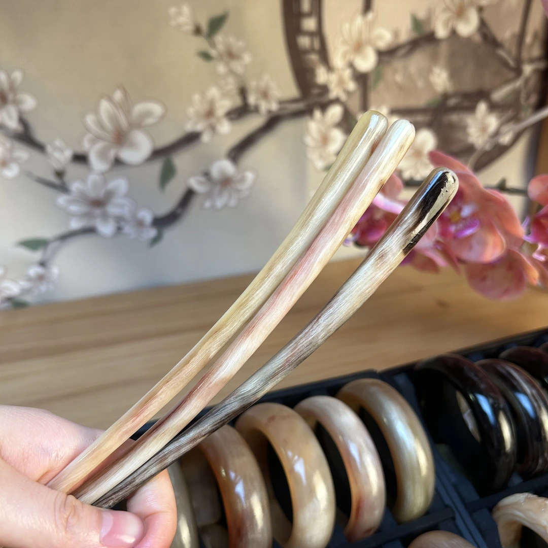 [粉丝专享]天然高贵羊角发簪盘发古风汉服新中式国风发饰简约抖音