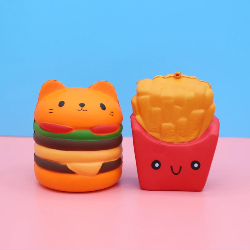 汉堡猫捏捏乐慢回弹解压玩具薯条可爱办公室桌面摆件玩具创意礼物