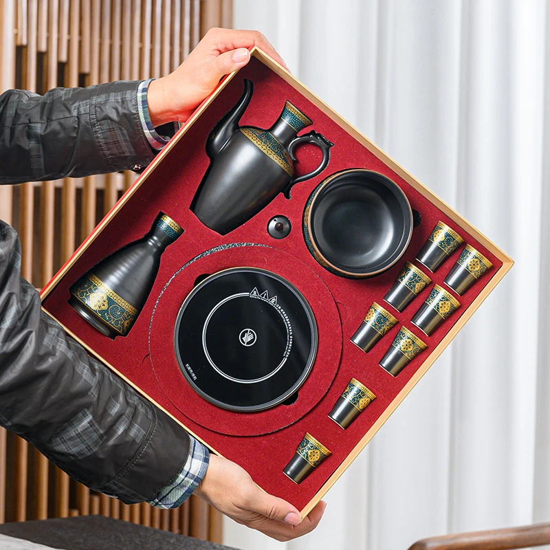 创意电恒温温酒器家用陶瓷黄酒分酒器日式酒具套装白酒清酒烫酒壶