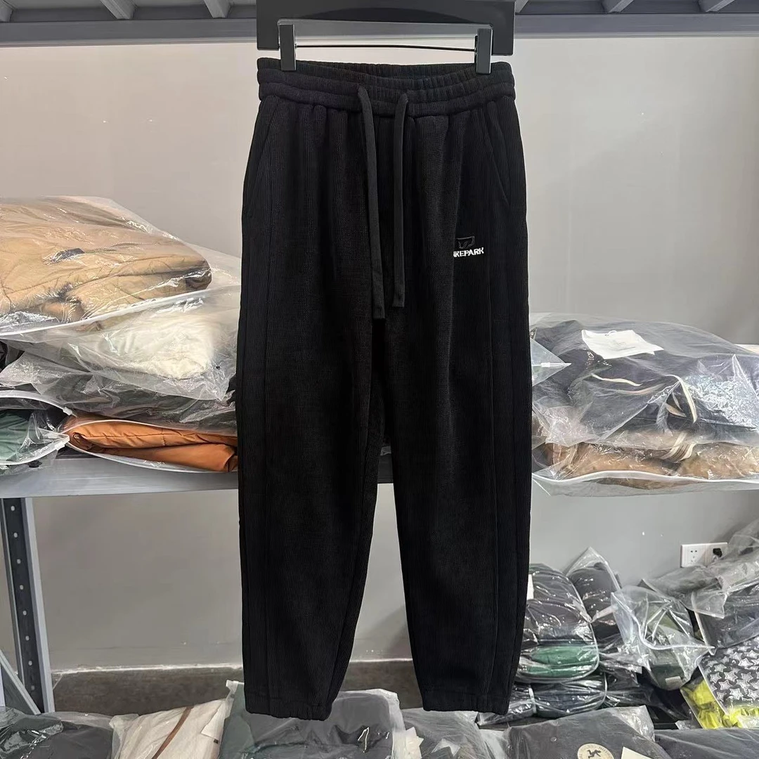 329-1-男士加绒款束口百搭冬季加厚保暖休闲加绒运动休闲裤