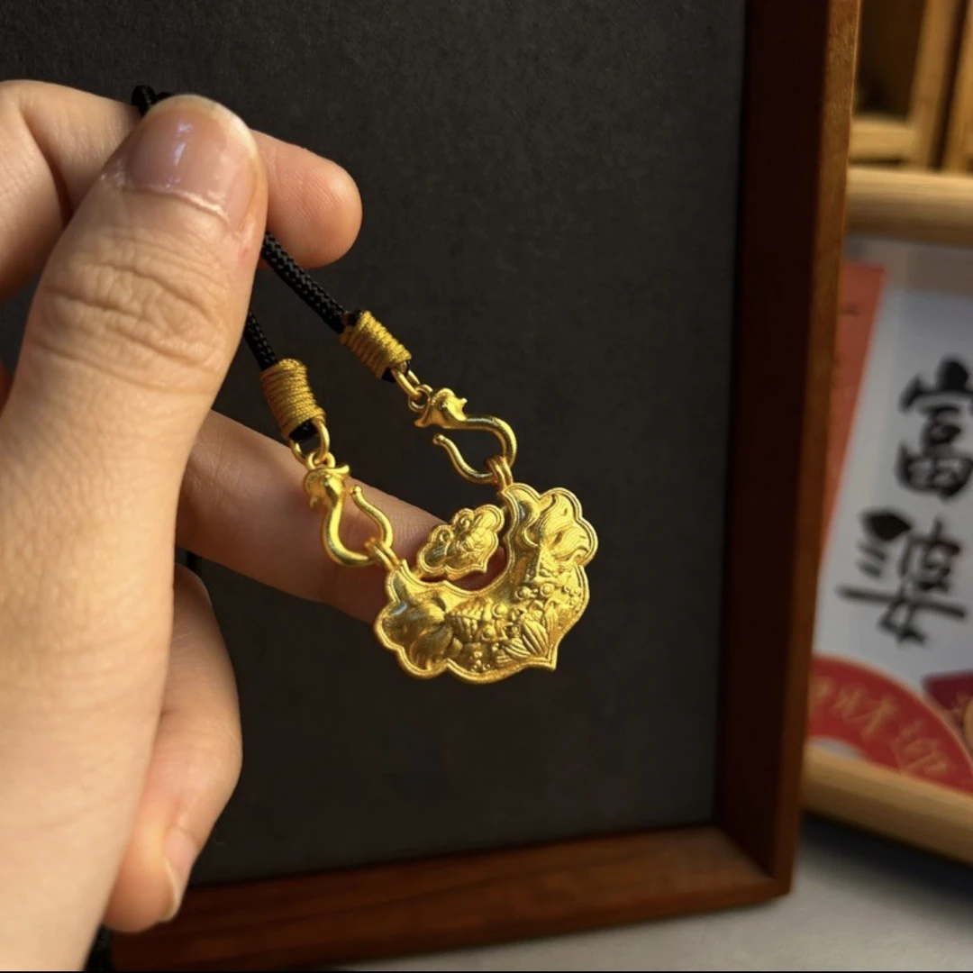 铜合金吊坠 锦鲤锁吊坠【小慧家】新中式复古百搭纯手工