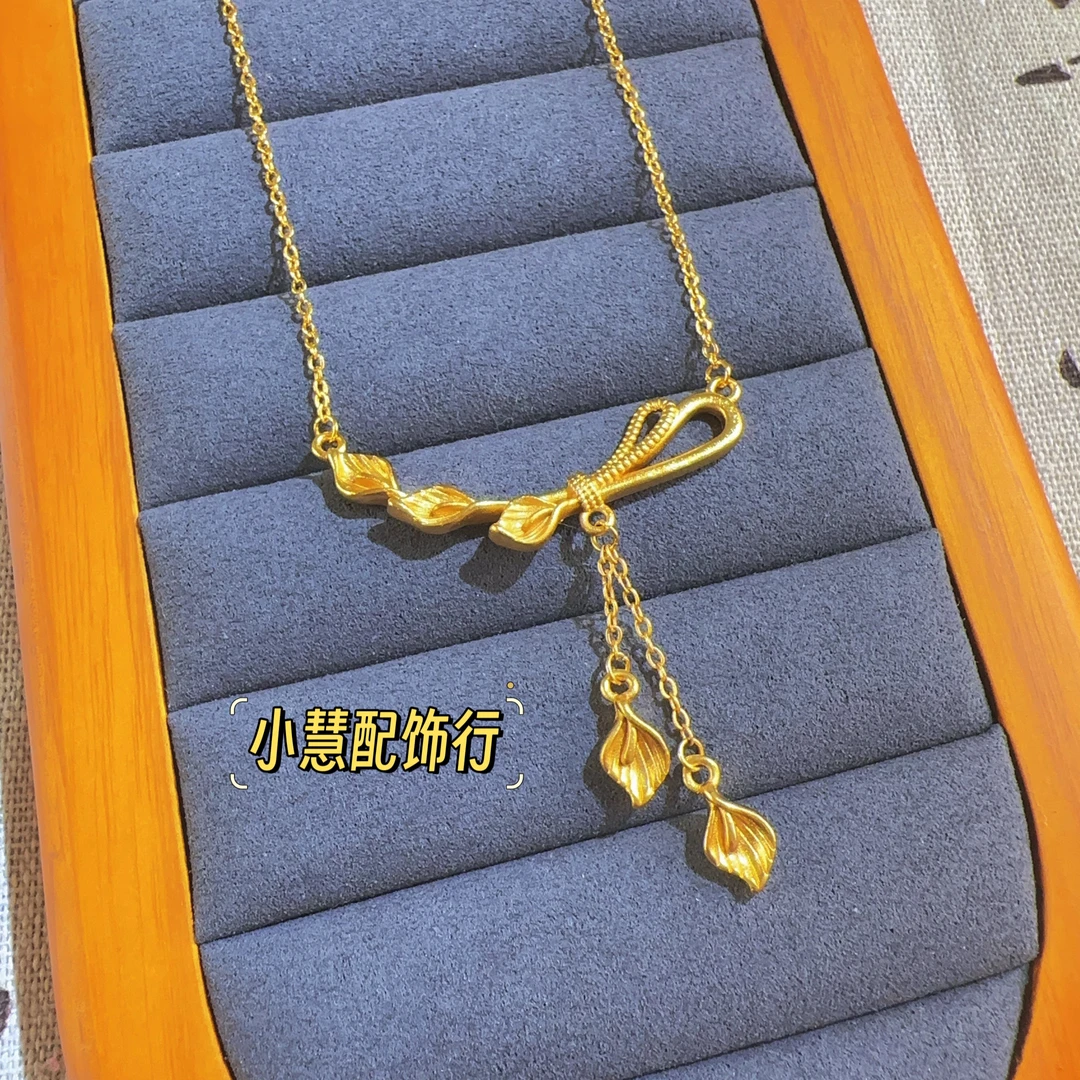 铜合金项链 【小慧家】新中式百合花开流苏项链复古百搭时尚