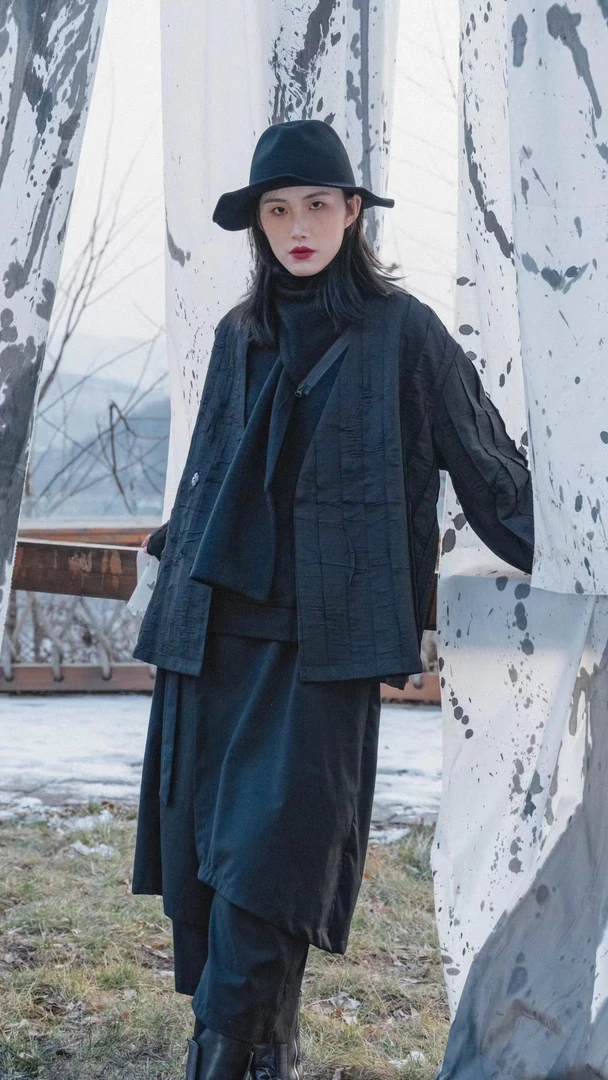 BLACK BRONZE CN【2024早春】设计款压褶夹克外套