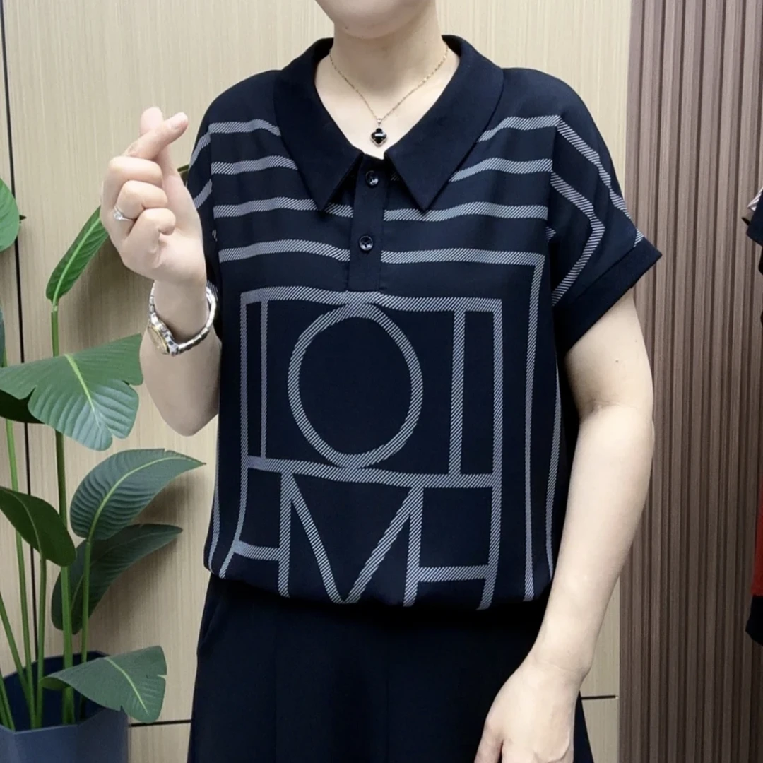 夏季新款短袖娃娃领女士上衣时尚显瘦气质洋气T恤宽松百搭小衫