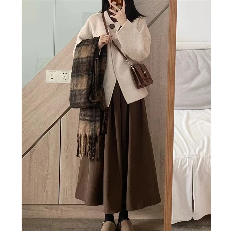 C-6330+6258+7369胖颖专属大码春季新款外套+打底衫+半身裙三件套