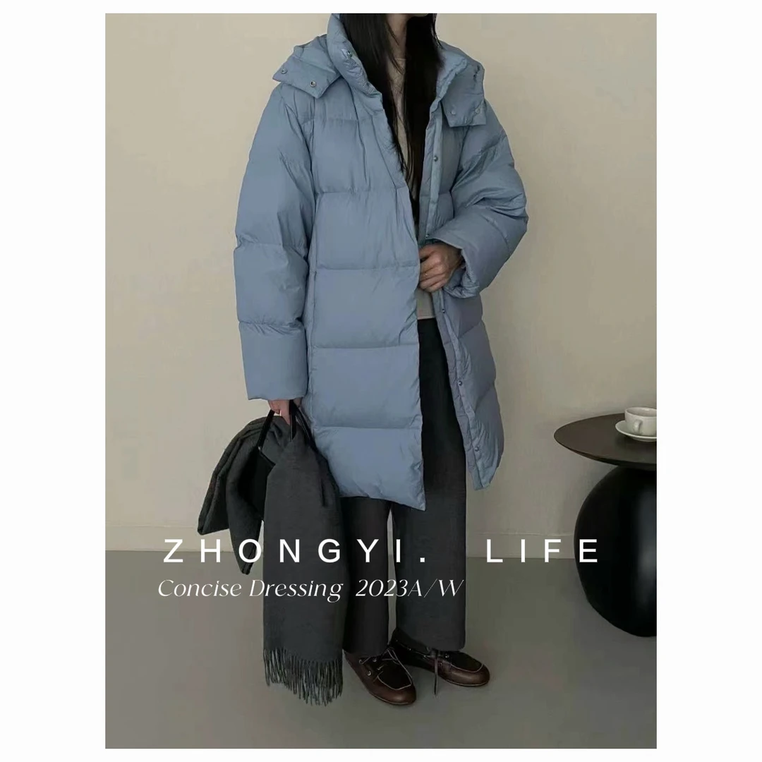 ZY.气质纯净感中长款90白鸭绒设计款羽绒服