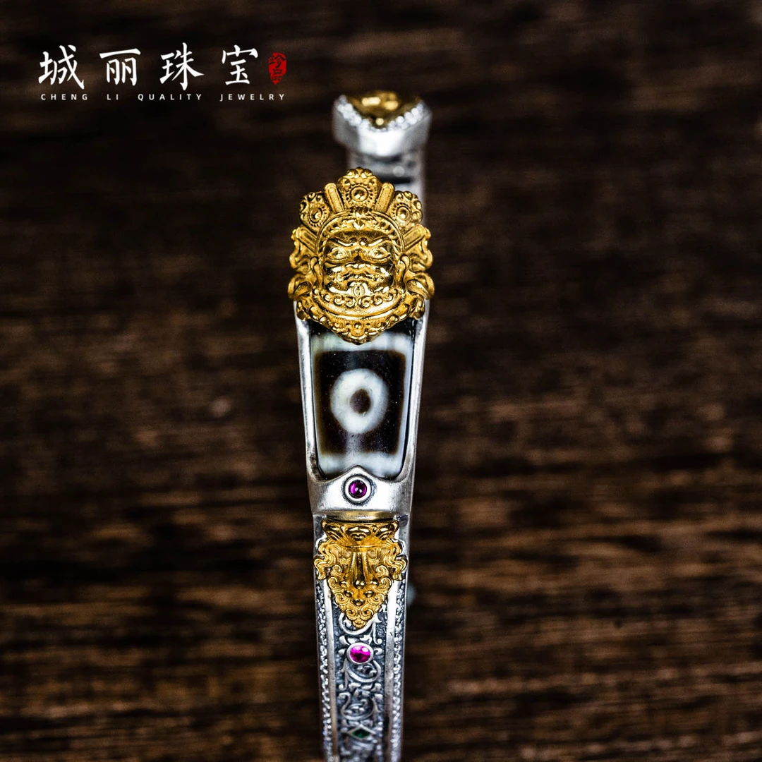 925银手镯 【城丽珠宝】一圆黄才才开口手镯/个(多样性发货)TZ-2184